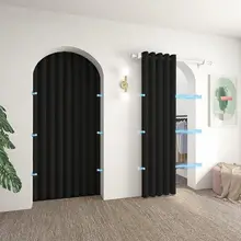 磁気吸着ドアカーテン【穴あけ不要・ブラック・試着室用・仕切りカーテン】