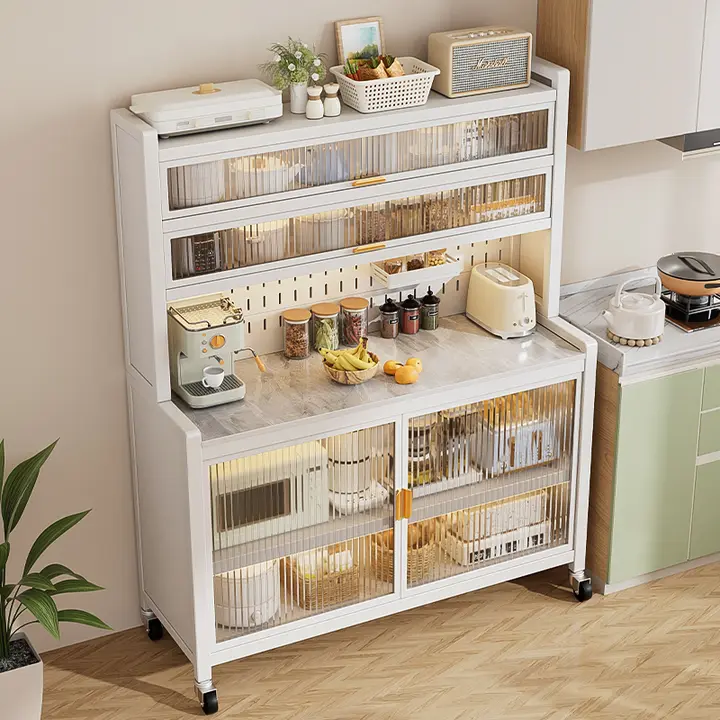 多層型 キッチン収納ラック【電子レンジ用・床置き・収納力抜群】