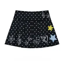 音符刺繍ドットプリーツスカート【ハイウエスト・Aライン  ・夏用】