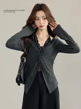 レース長袖Tシャツ【秋用・デザイン性・女性用・インナー重ね着対応】