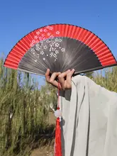 古風 二面折り扇【舞踊用・軽量・持ち運び便利・フリンジ付き】