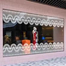純白の透過レース調窓用フィルム【プライバシー保護・デザートカフェ用アート】