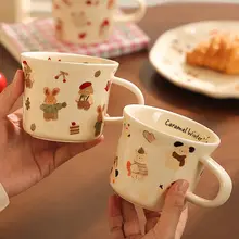 可愛い陶器製マグカップ【女性向け・コーヒー・朝食用・子供用・高いデザイン性】