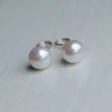 925純銀製 天然小さな真珠ピアス【シンプル・夏用・レトロデザイン】