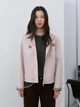 シルエットのコットン立襟ジャケット【レッド・女性用】