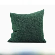 深い墨緑色の円形クッション【高級コットンリネン・インテリア用・サンプルルーム向け】
