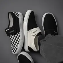 魔術テープ付きキャンバススニーカー【チェック柄・男女兼用・デザイン】