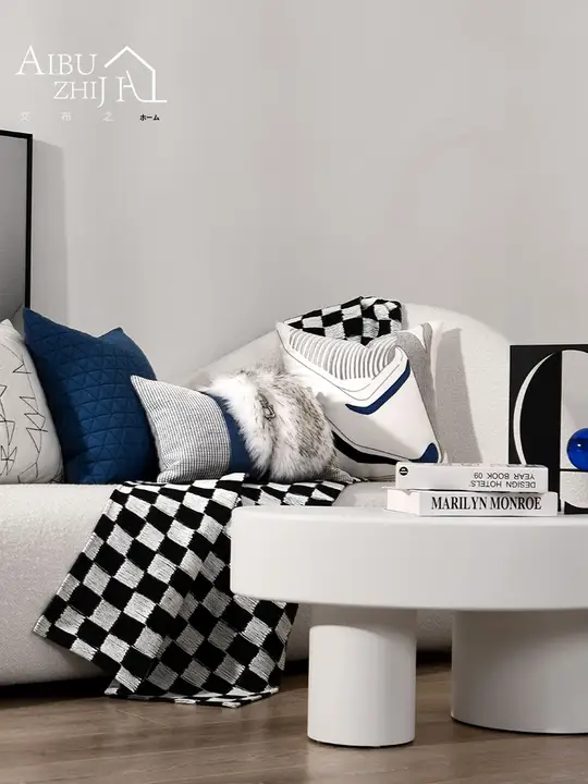 高級モダンイタリアンスタイルのソファクッションカバーセット【クラインブルー・腰枕付き】