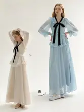 エレガントな長袖フレンチスタイルロングドレス【ホワイト・秋冬用・伴娘に最適】