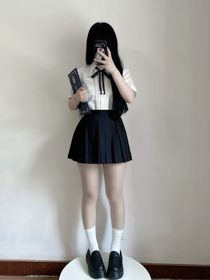 スカート JK 制服 コーディネートしやすい 短中長 シンプル ブラック ブルー
