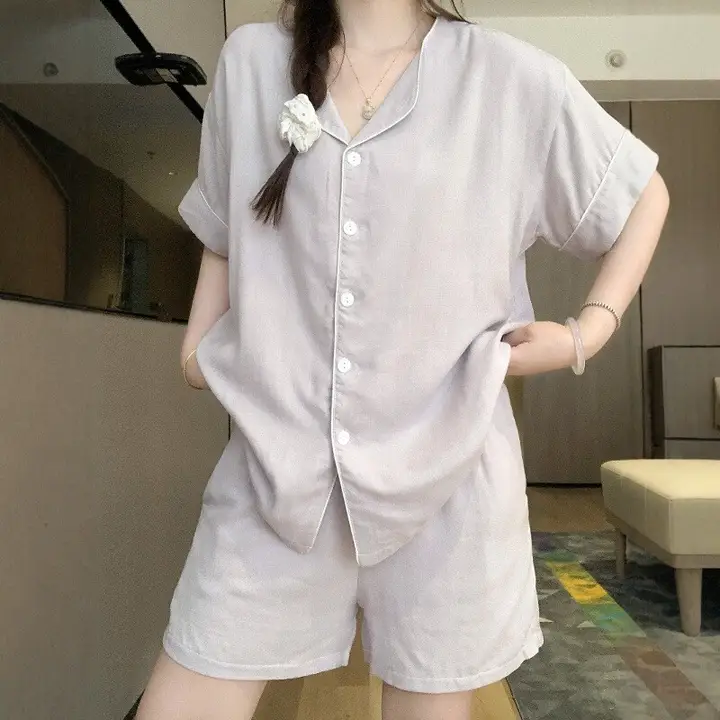 快適な夏用パジャマ【綿100%・半袖・ショートパンツ・外出可】
