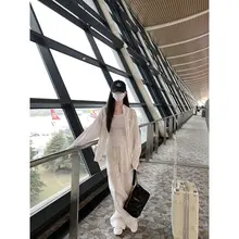 感のあるリネン製のワイドシャツとワイドパンツ【カジュアルスタイル・ゆったりシルエット】（セットアップ対応）