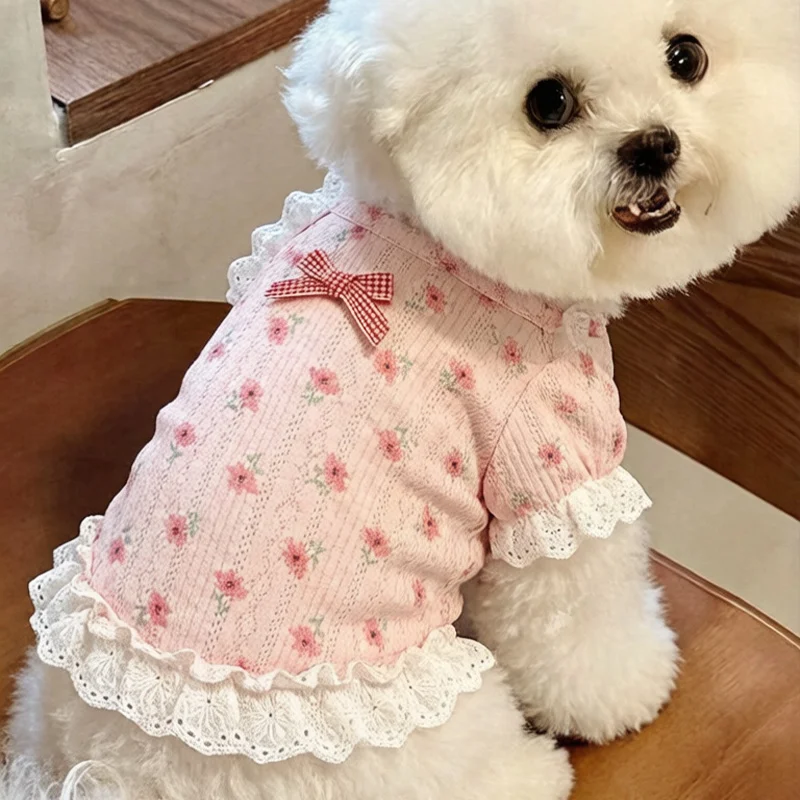 春用犬服【薄手・レース付き・ピンク・マルチーズタイプ】：夏期日常通勤に最適な涼感デザインの実用性解析
