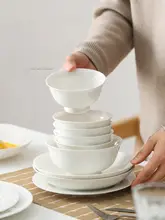 家庭用 釉下彩陶器食器セット【高温陶器・シンプルな白色デザイン】