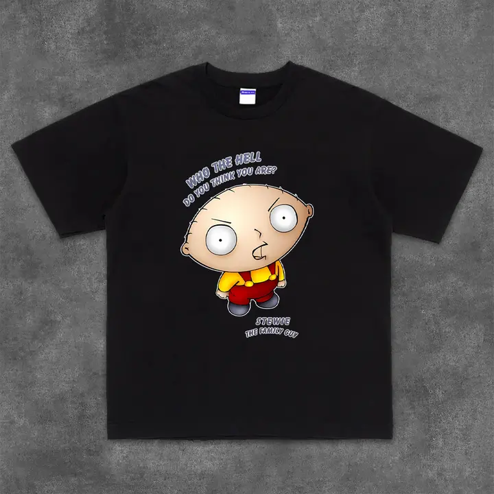 クールなデザイン！ストイー餃子プリントの半袖Tシャツ【コットン・ラウンドネック・ゆったりシルエット】