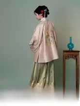 伝統的な交領デザインの女性用漢服【サテン生地・赤色とピンク】