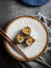 丸形デザインの陶器製プレート【家庭用・西洋料理・サーヴィング用】