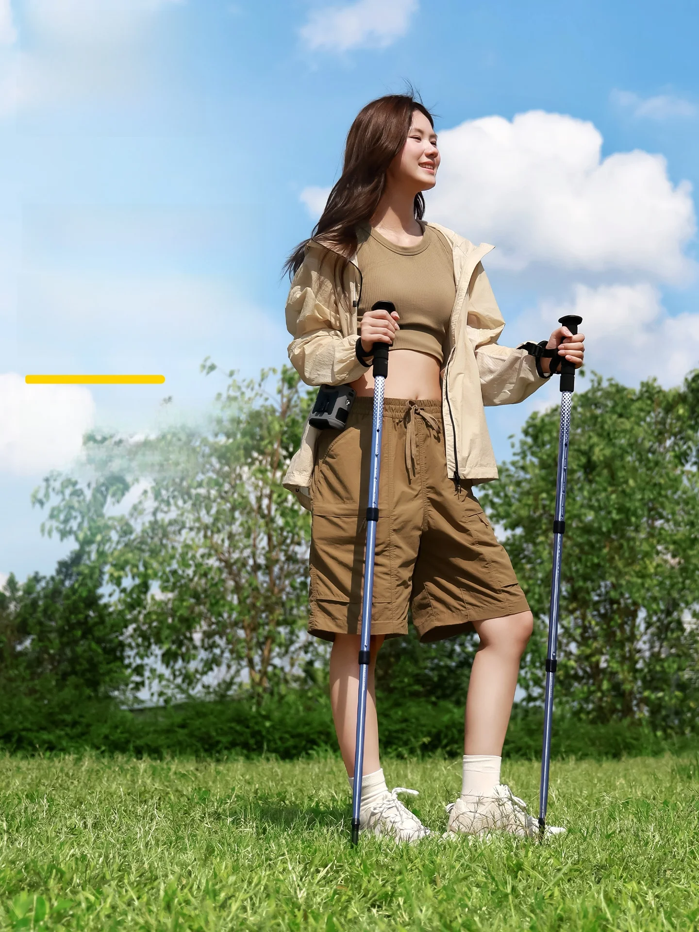 Camelアルミ合金製登山用折りたたみストック：伸縮機能と避震システムによる長距離徒步での安定性