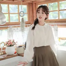 フリル付き長袖シャツ【加絨・暖かい・秋冬用・女性用】