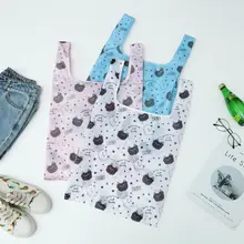 かわいいカートゥーンデザインの大容量折りたたみショッピングバッグ【厚手ナイロン・エコバッグ】