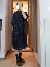 秋にぴったり！大きいサイズのデニムAラインワンピース【ゆったりシルエット・スタイルアップ効果】