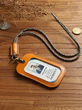 定期入れ IDケース 本革 タンニンなめし ハンドメイド ヴィンテージ ストラップ付き 社員証 通勤