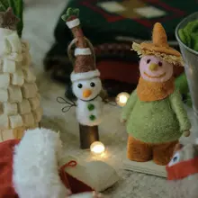 かかし 雪だるま フクロウ ウールフェルト 人形 おもちゃ クリスマス デコレーション 小物