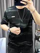 麻混合素材の半袖Tシャツ【ラウンドネック・デザインプリント・男性用・カジュアル】