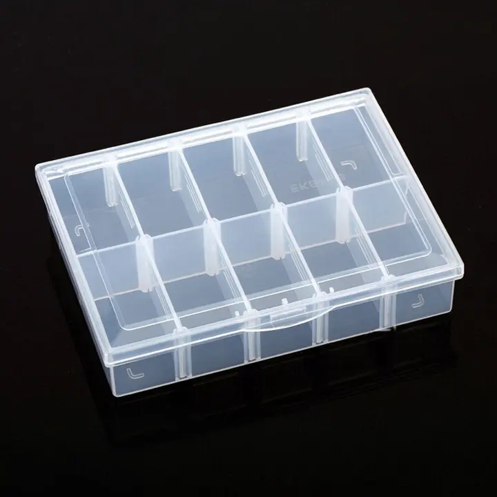 分割収納ボックス【ネイルアート・10分割・プラスチック製・蓋付き】