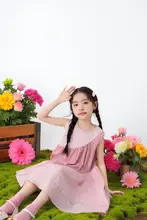 おしゃれな大人っぽいデザインの子供用ワンピース【コットン混・ノースリーブ・フィット】（セットアップ対応）