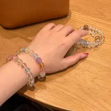 清透なアイスクリームカラーのイエロークォーツ＆アクアマリンブレスレット【天然石・女性向け・手首に優しいデザイン】