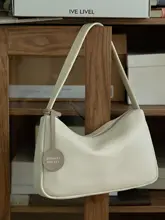 シンプルなHoboスタイルのバッグ【ライチ風牛革・ショルダーバッグ・春夏用】