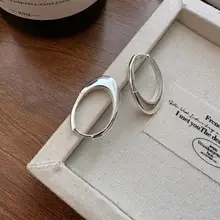S925純銀製オーバル型イヤリング【シンプルで個性的なデザイン・韓国風】