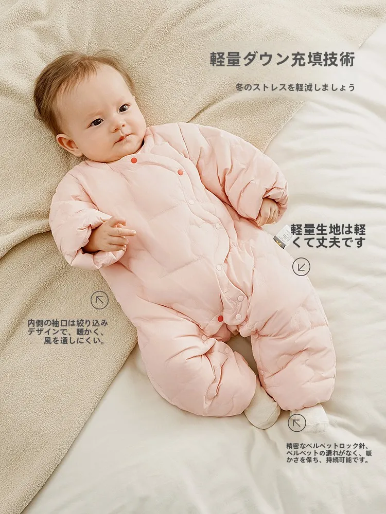 冬用ベビー用ダウンオールインワン：新生児の冬眠時服装選びにおける保温性と安全性の実証