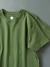 半袖Tシャツ ユニセックス コットン100% 厚手 アボカドグリーン 無地 オーバーサイズ カジュアル ヴィンテージ 夏