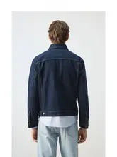 デニムジャケット メンズ コットン100% カラー襟 ポケット付き 秋冬「MANGO」