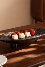 高級ヴィンテージ風 木製フルーツトレイ【楕円形・お菓子やティータイム用】