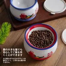 ユニークなデザインの陶製ペット用高脚ボウル【猫用・犬用・水・餌用】