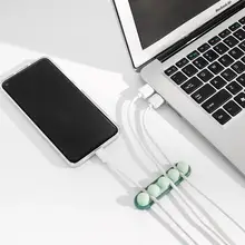 デスク用ケーブル整理具【壁掛け設置・スマホ充電ケーブル用・豆型デザイン】