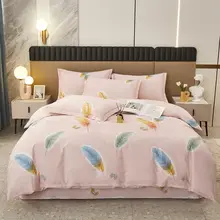 花柄デザインの全棉被カバー【スラブ織・春秋用・シングル＆ダブル対応】（セットアップ対応）