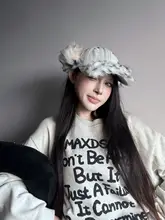デニムとファーのパネルデザインキャップ【女性用・ボールキャップ・秋冬用】