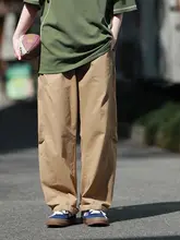 春夏用 薄手ストレートカジュアルパンツ【デザイン感あるプリーツ＆コットン素材】（セットアップ対応）