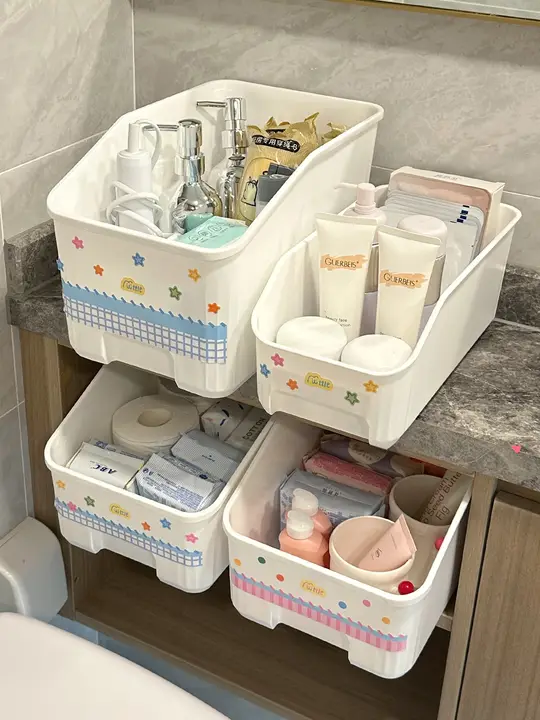 蓋付き防塵収納ボックス【キャスター付き・洗面用品整理用】