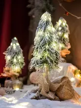LED付き小型スノークリスマスツリー【卓上飾り・光る雪・クリスマス装飾】