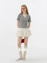 ドット柄フレアスカート【Aライン・リボン付き・夏用・女性】（セットアップ対応）