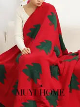 モフモフ クリスマスツリー 装飾ブランケット 祭りの雰囲気に最適 秋冬 暖かく厚みのある 赤色 ソファブランケット