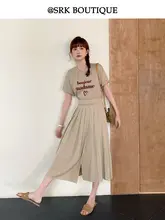 スタイリッシュなカキ色のロングパンダスカート【高腰・デザインプリーツ・フィット】