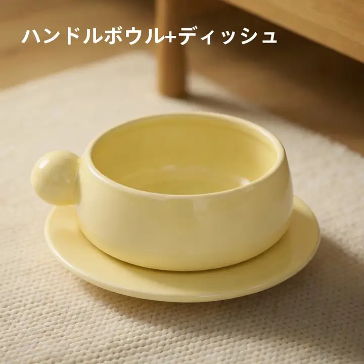 安定性のある陶器製の猫用食器【大口径・ペット用・水飲み・フードボウル】