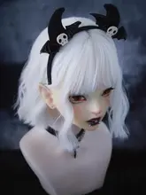 手作りの小さな骸骨デザインデビル角ヘアバンド【アンダーカルチャー・ブラック】