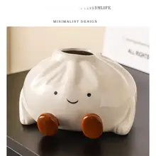 包子デザインの陶製ティッシュボックス【インテリア装飾用】